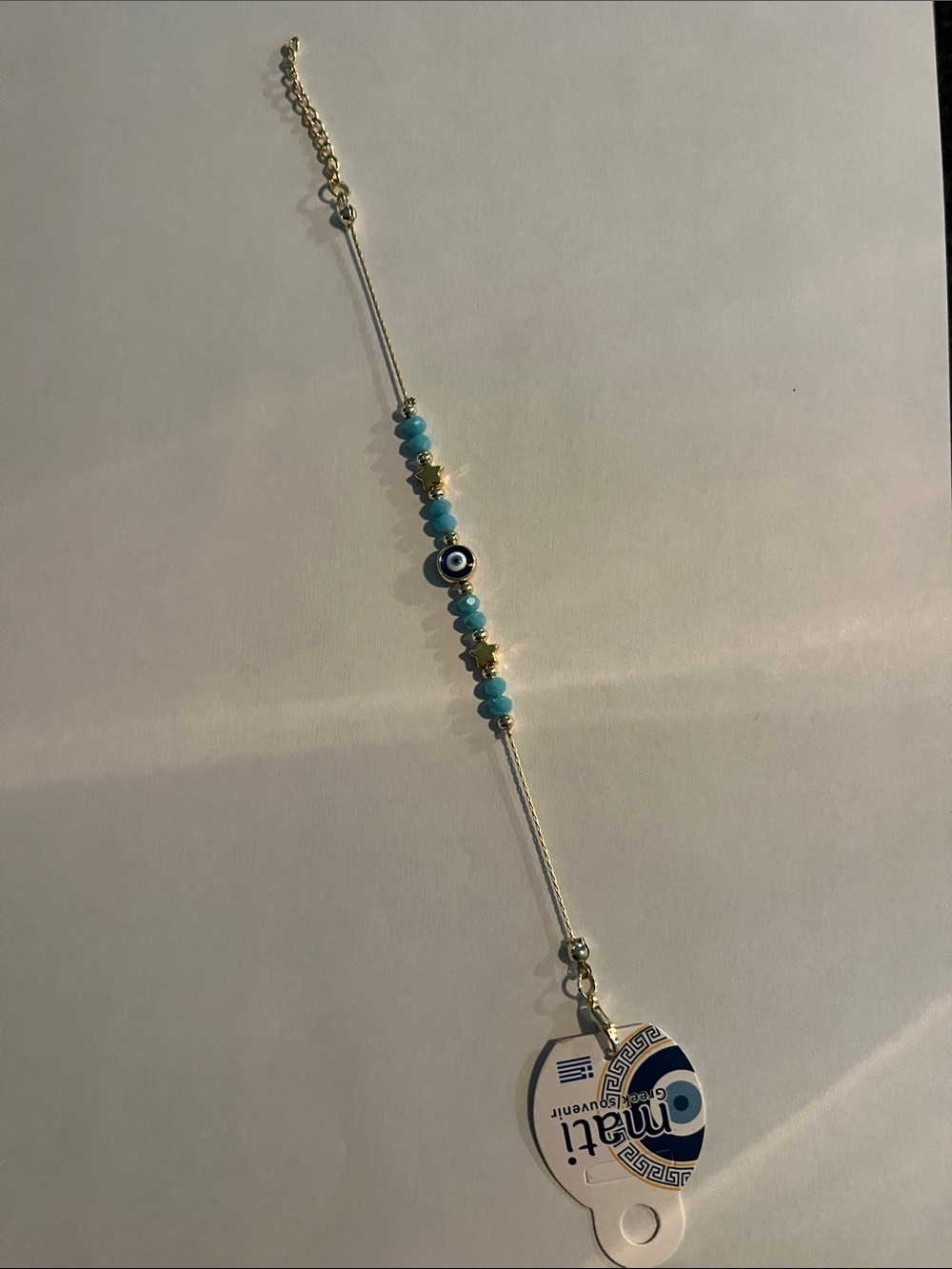 Blue Beaded Evil Eye Bracelet by